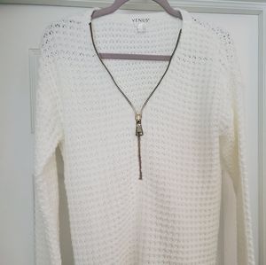 Venus V-NECK ZIP UP SWEATER